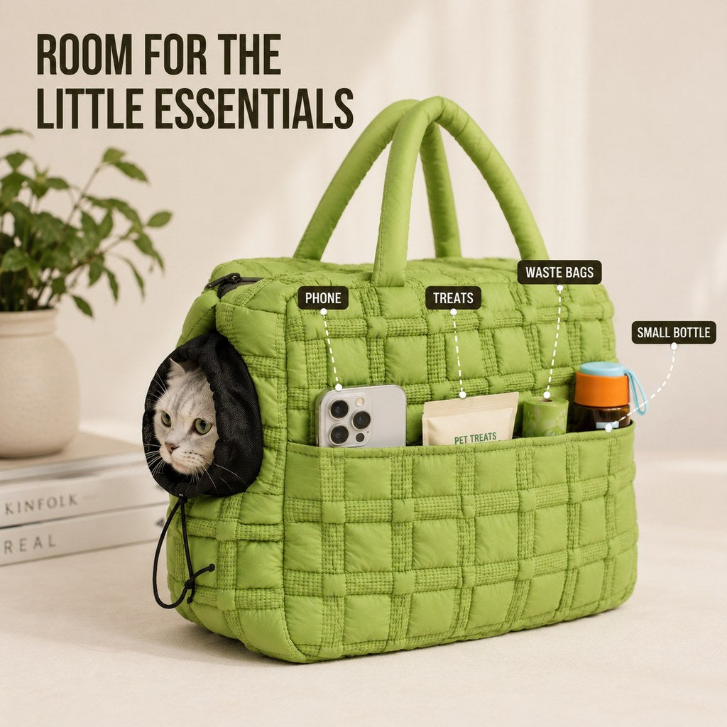 Paws in Awe Quilted Pet Carrier Tote for Cats & Small Dogs – Easy Hand & Shoulder Carry for Walks, Errands & Everyday Outings image 8