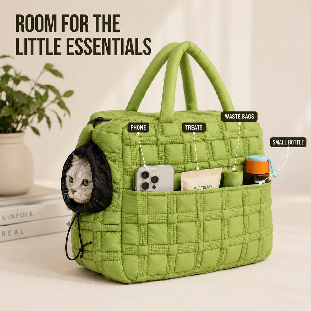 Paws in Awe Quilted Pet Carrier Tote for Cats & Small Dogs – Easy Hand & Shoulder Carry for Walks, Errands & Everyday Outings image 8