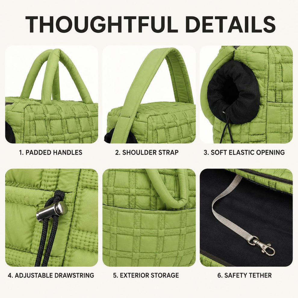 Paws in Awe Quilted Pet Carrier Tote for Cats & Small Dogs – Easy Hand & Shoulder Carry for Walks, Errands & Everyday Outings image 9