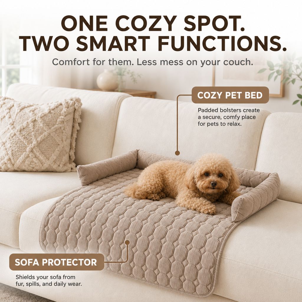 Non-slip quilted pet lounger for couch floor and bedroom