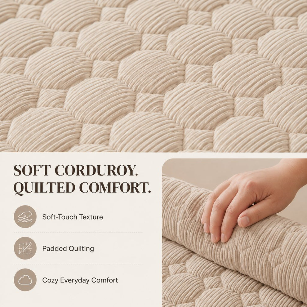 Large grid quilt corduroy pet couch bed
