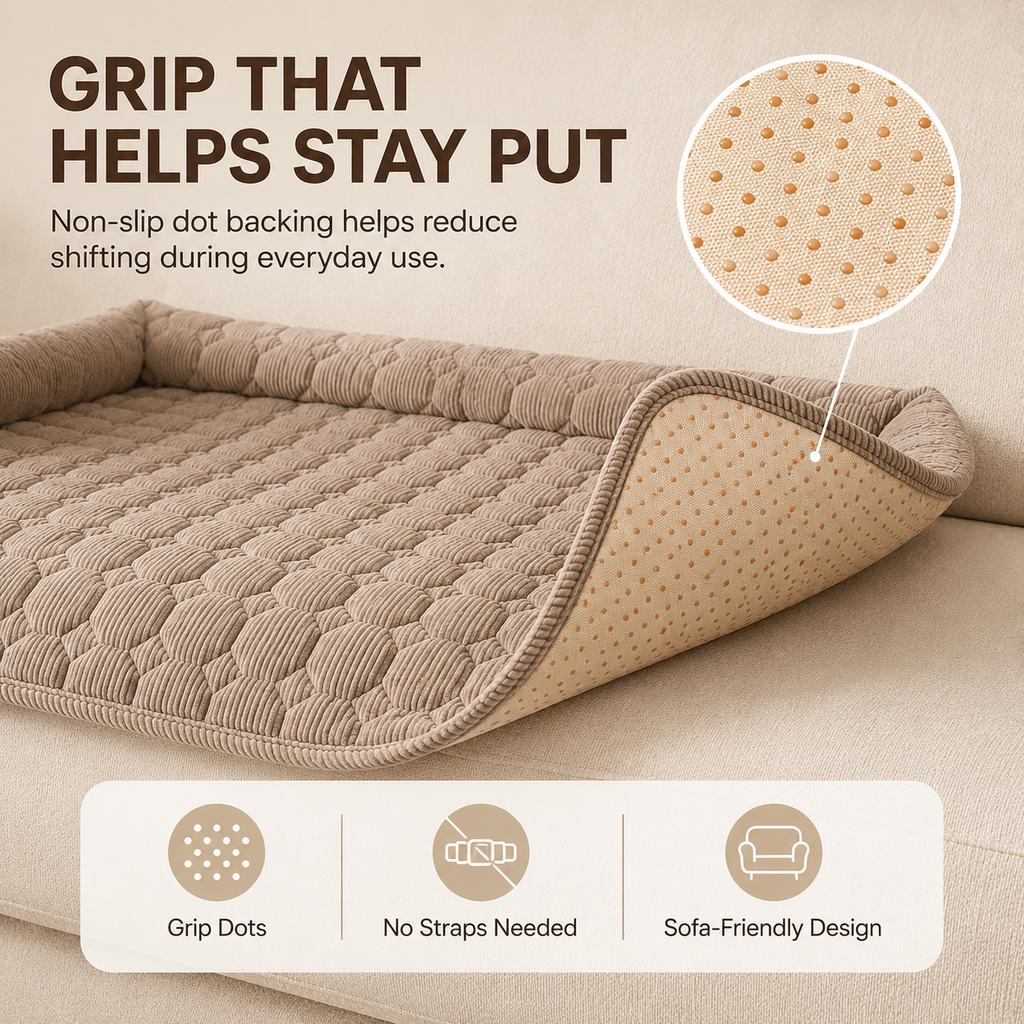 Small grid quilt pet sofa protector bed