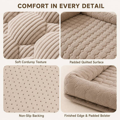Gray quilted pet sofa protector for dogs and cats