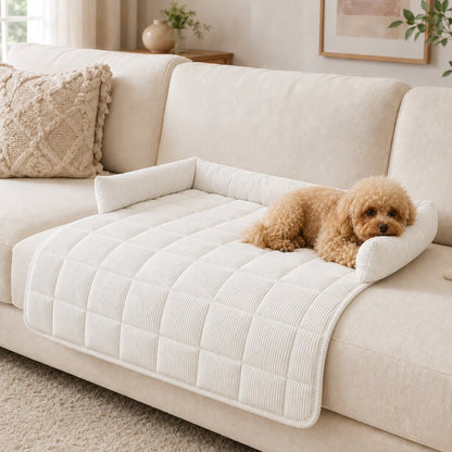 Raised bolster pet lounger headrest detail
