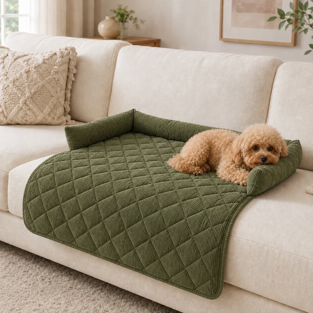 Quilted pet couch bed product detail image