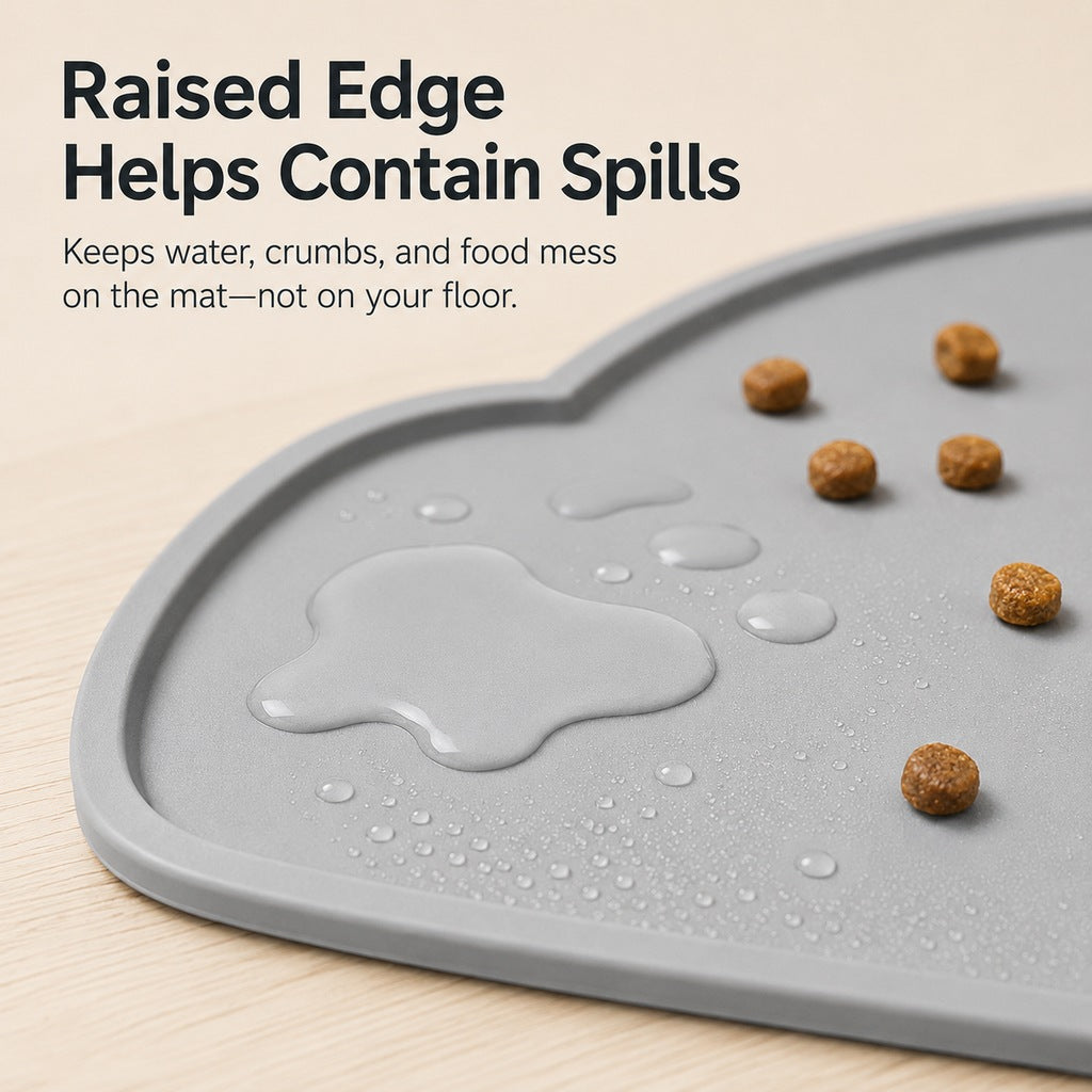 Paws in Awe Raised-Edge Silicone Pet Feeding Mat for Cats & Dogs - Keeps Floors Clean at Mealtime image 8