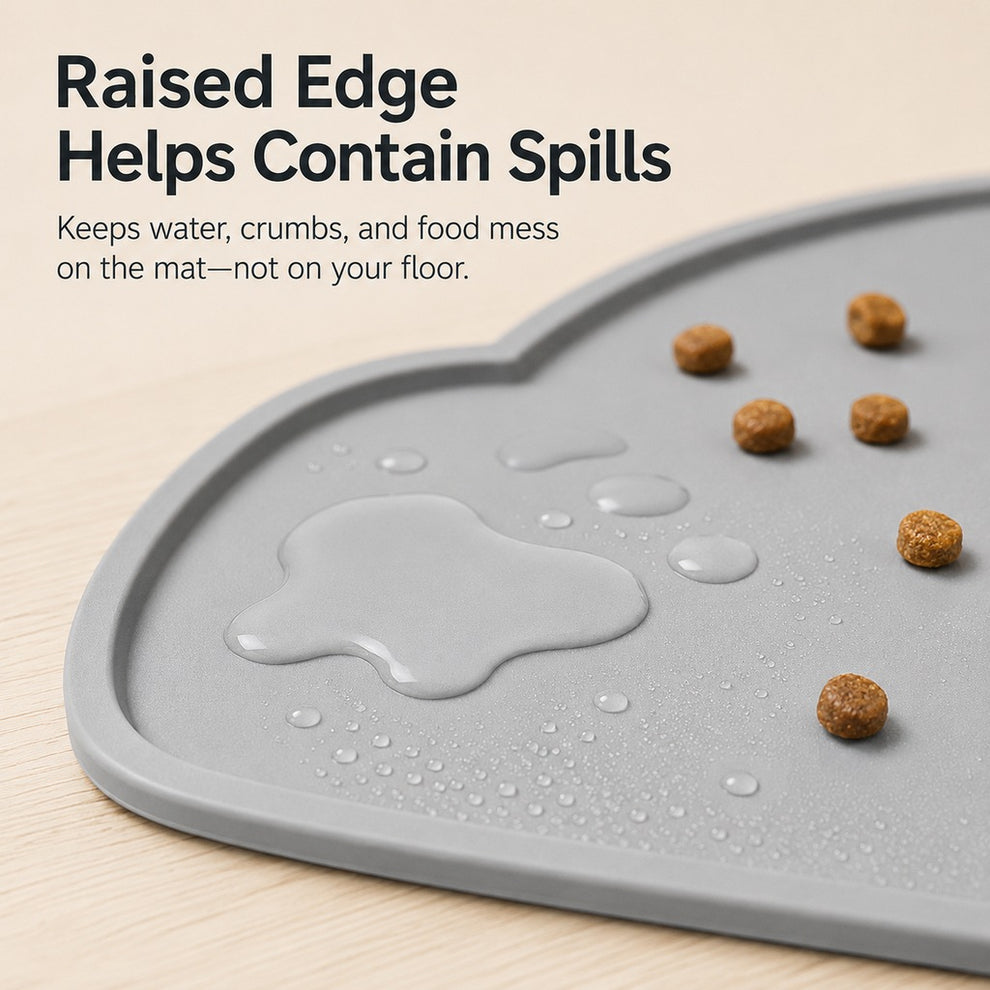 Paws in Awe Raised-Edge Silicone Pet Feeding Mat for Cats & Dogs - Keeps Floors Clean at Mealtime image 8