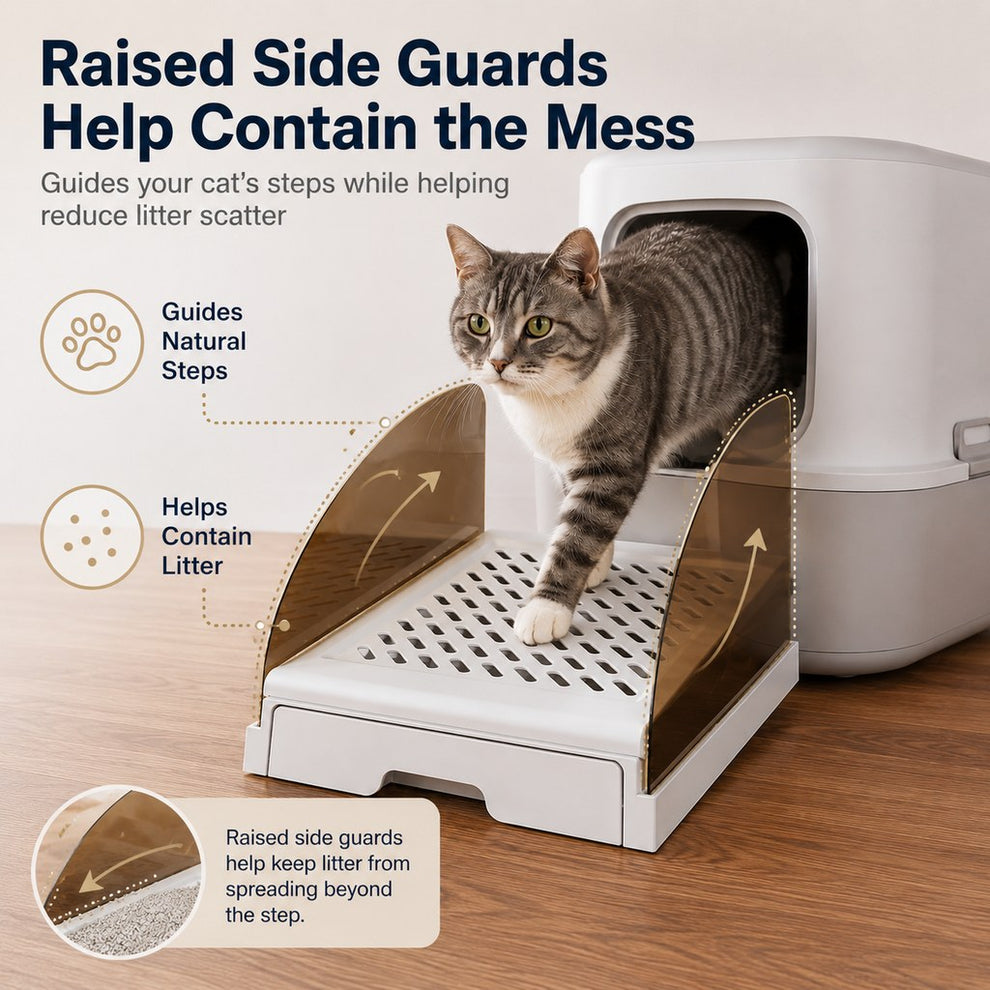 Adjustable Cat Litter Box Step with Pull-Out Tray for Cleaner Floors image 4