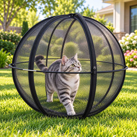 black 27.6 inch outdoor rolling mesh cat playpen ball