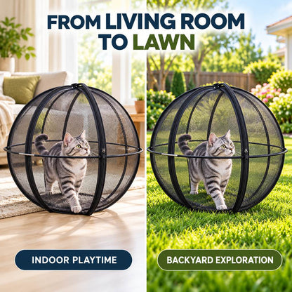black mesh cat playpen for indoor and supervised backyard play
