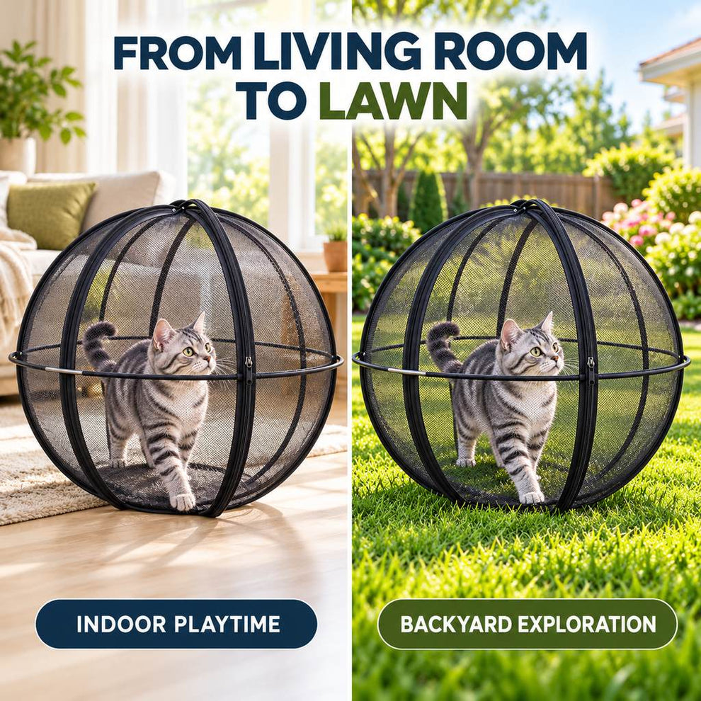 black mesh cat playpen for indoor and supervised backyard play