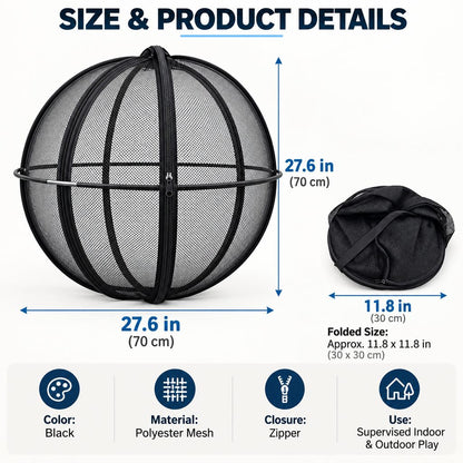black 27.6 inch spherical cat playpen dimensions and specifications