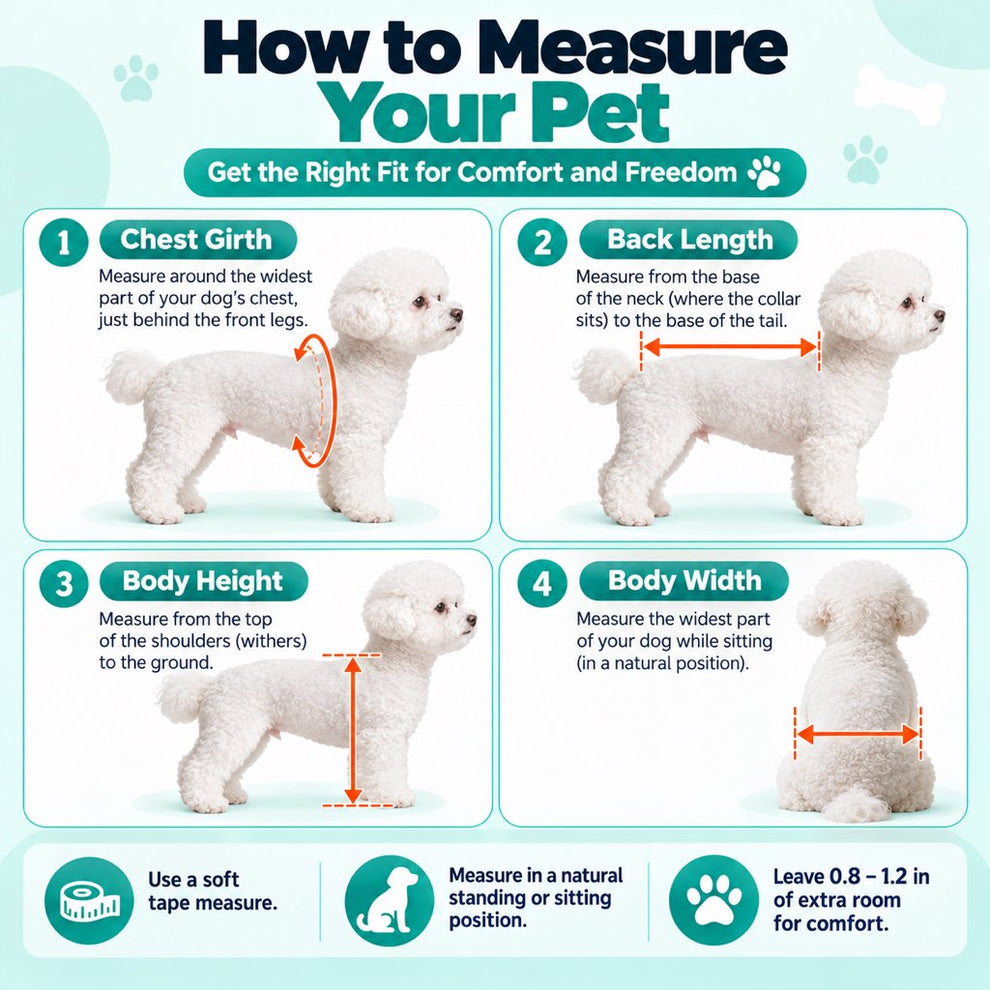 How to measure a small pet for a rear-leg mobility wheelchair