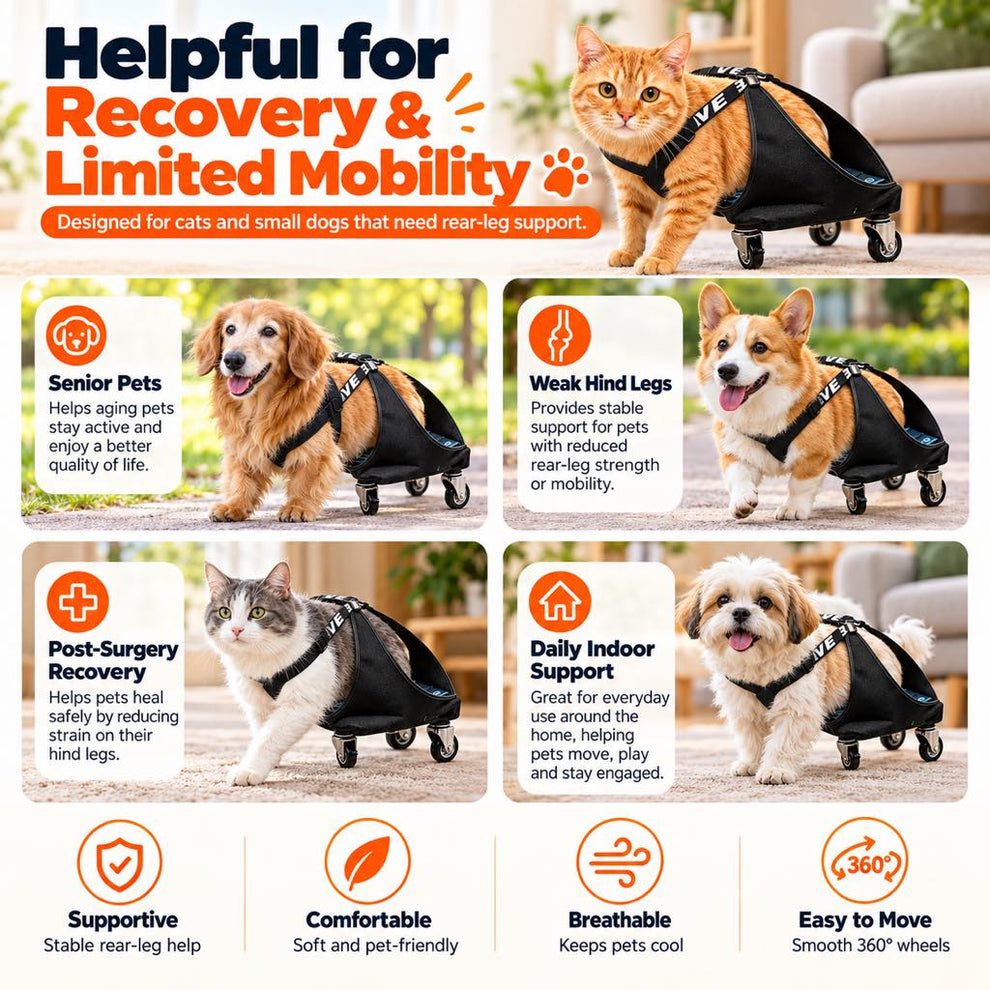 Rear-leg mobility support for cats and small dogs