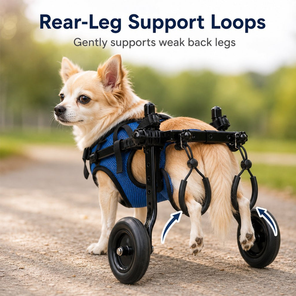 Paws in Awe Adjustable Rear Leg Dog Wheelchair for Daily Walks - Mobility Support Cart for Small Dogs with Weak Back Legs image 2