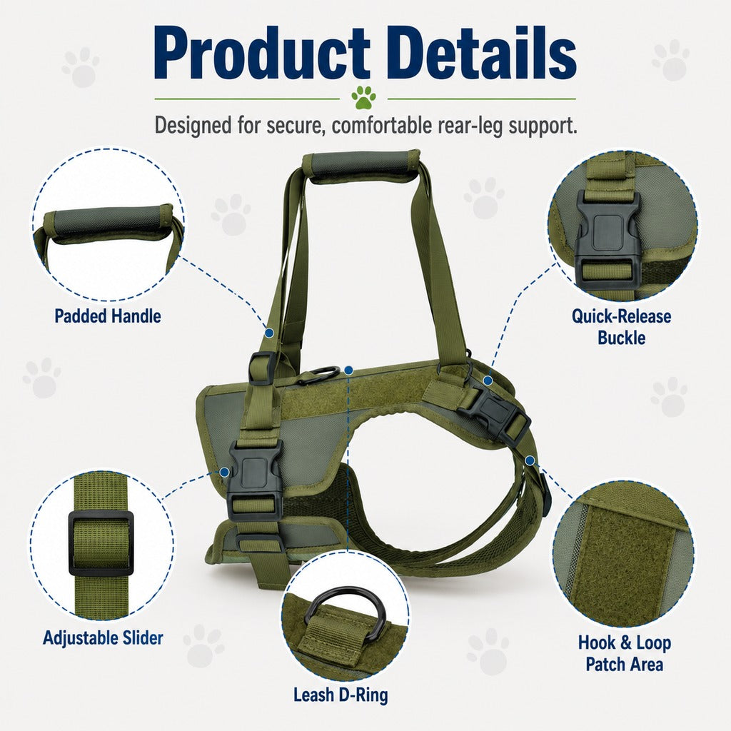 Paws in Awe Rear Support Dog Lift Harness for Stairs, Walks & Recovery - Padded Assist Harness for Senior, Injured & Weak-Hind-Leg Dogs image 9