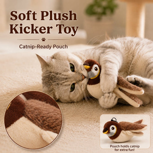 Rechargeable Interactive Cat Toy - Flapping Bird, Plush Animal &amp; Motion Activated Toys for Indoor Cats
