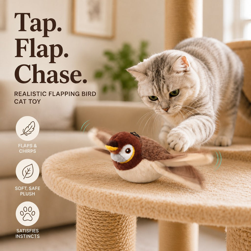 Paws in Awe Rechargeable Interactive Cat Toy - Flapping Bird, Plush Animal & Motion Activated Toys for Indoor Cats image 2