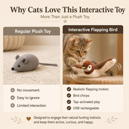 Paws in Awe Rechargeable Interactive Cat Toy - Flapping Bird, Plush Animal & Motion Activated Toys for Indoor Cats image 3