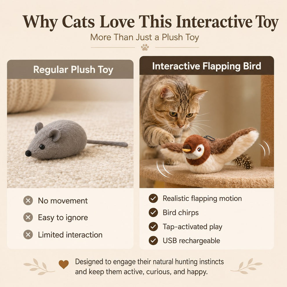 Paws in Awe Rechargeable Interactive Cat Toy - Flapping Bird, Plush Animal & Motion Activated Toys for Indoor Cats image 3