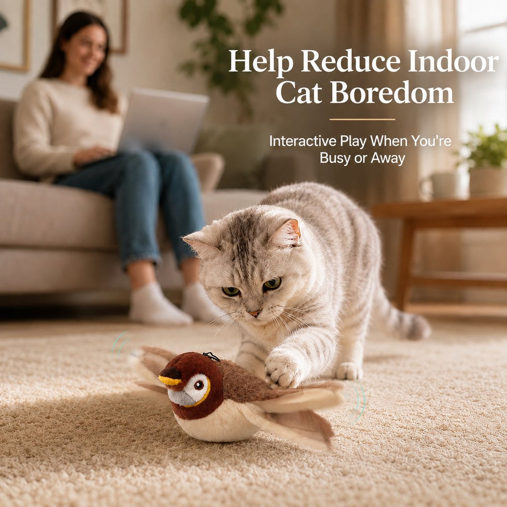 Paws in Awe Rechargeable Interactive Cat Toy - Flapping Bird, Plush Animal & Motion Activated Toys for Indoor Cats image 5