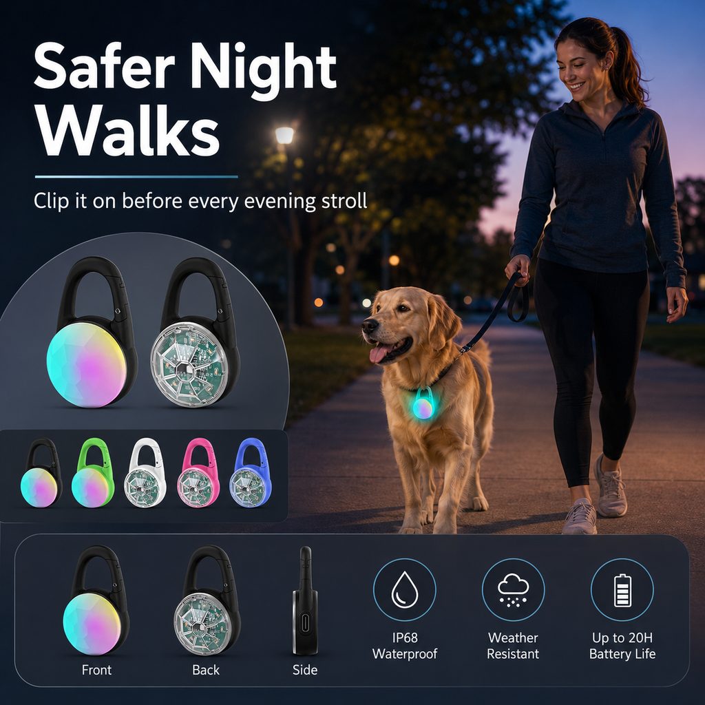 Paws in Awe Rechargeable Clip-On LED Dog Safety Light for Night Walks - Keeps Pets Visible During Evening Walks, Jogging & Outdoor Adventures image 3