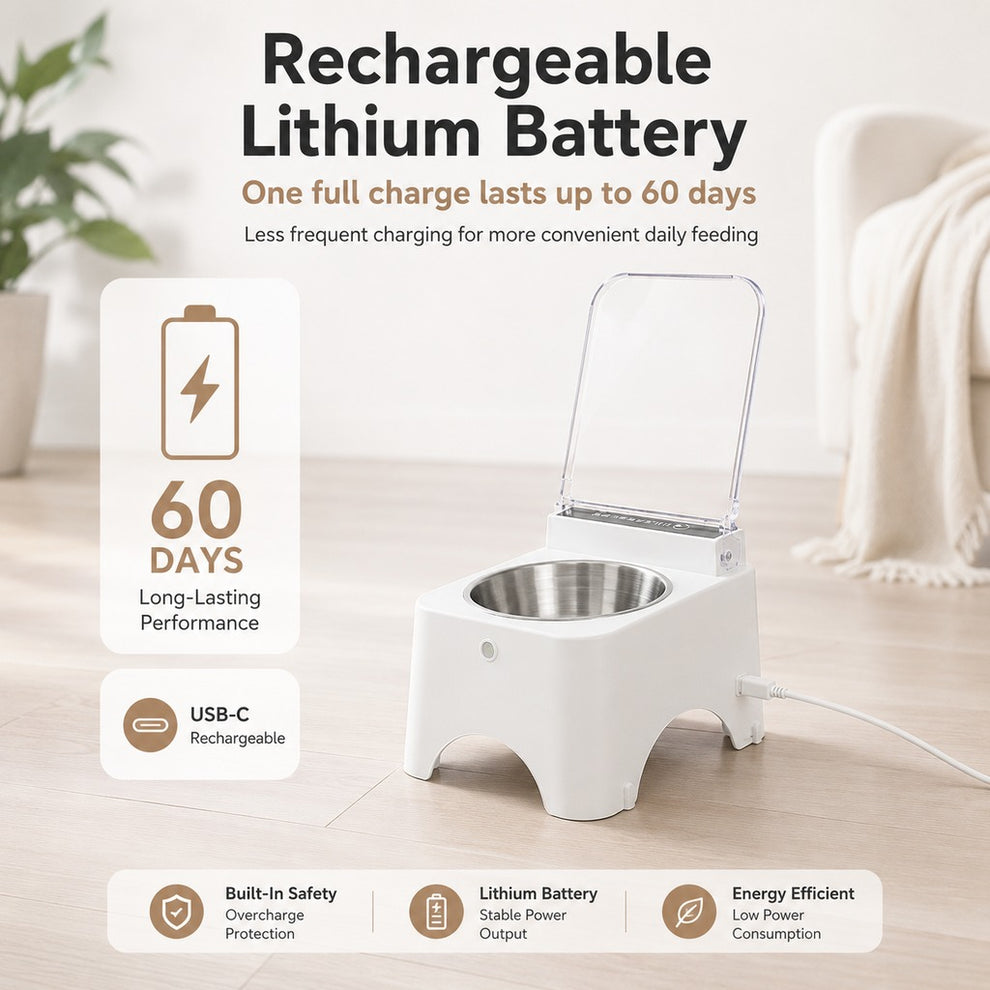 Paws in Awe Smart Auto-Opening Covered Cat Bowl for Cleaner Indoor Feeding - Rechargeable Dustproof Cat Feeder image 8