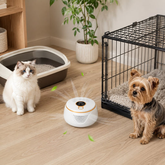 Rechargeable pet odor deodorizer for dog crate and litter box areas