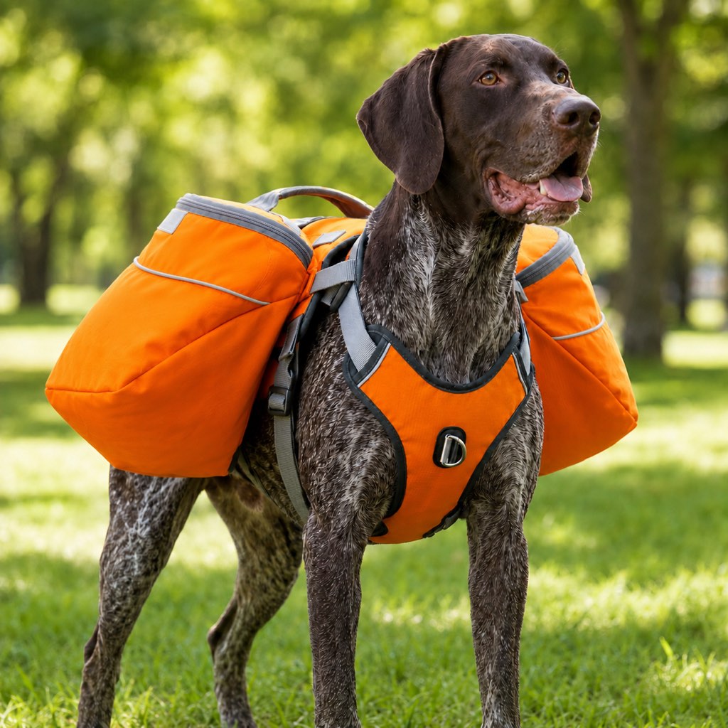 Red dog saddlebag backpack harness