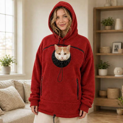 Red hands-free pet carrier hoodie