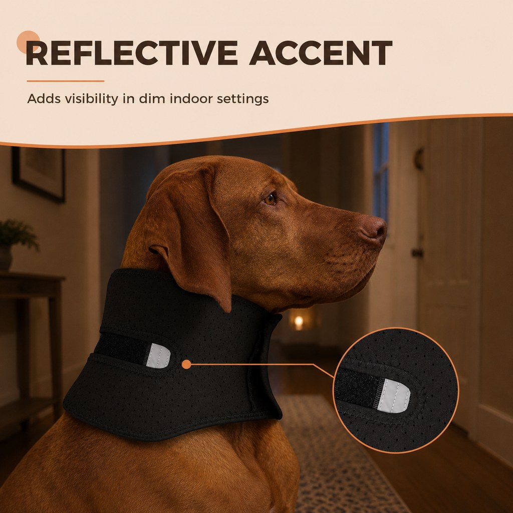 Reflective accent on dog neck support brace