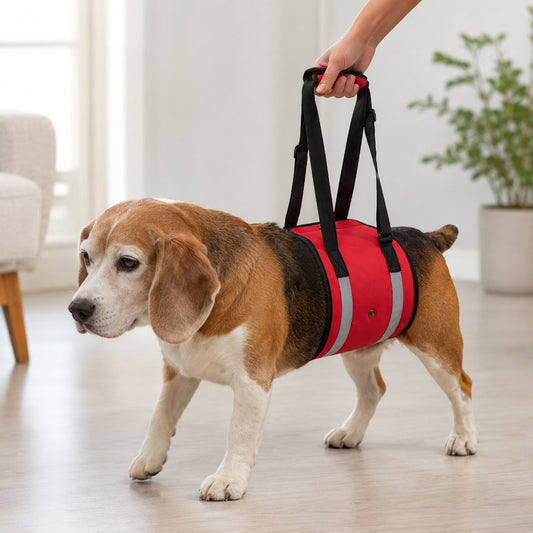 Paws in Awe reflective dog lift support sling in red main image