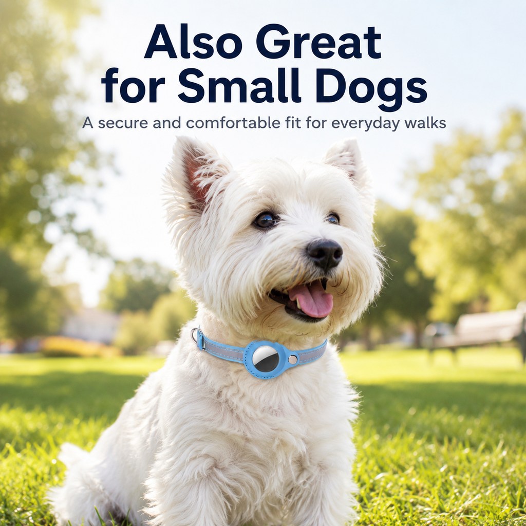 Paws in Awe AirTag-Compatible Reflective Pet Tracking Collar for Cats & Small Dogs - Secure Holder for Outdoor Adventures & Night Visibility image 2