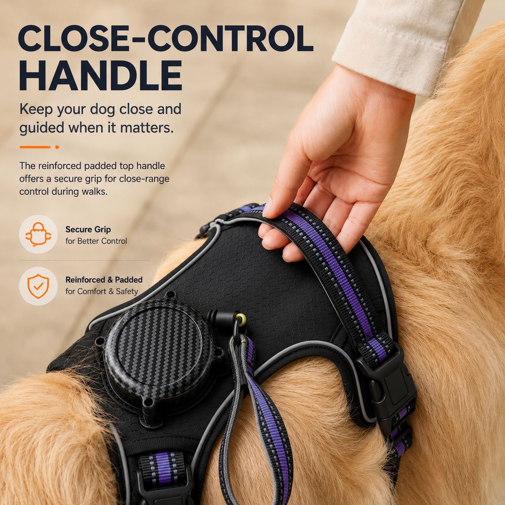 Reflective dog harness with built-in retractable leash update image 5