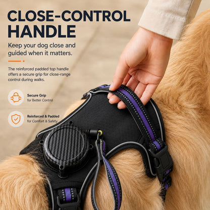 Reflective dog harness with built-in retractable leash update image 5