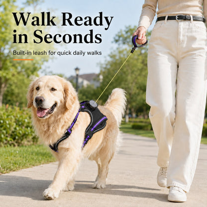Reflective dog harness with built-in retractable leash update image 7