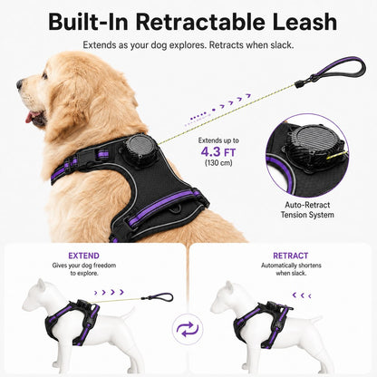 Reflective dog harness with built-in retractable leash update image 8