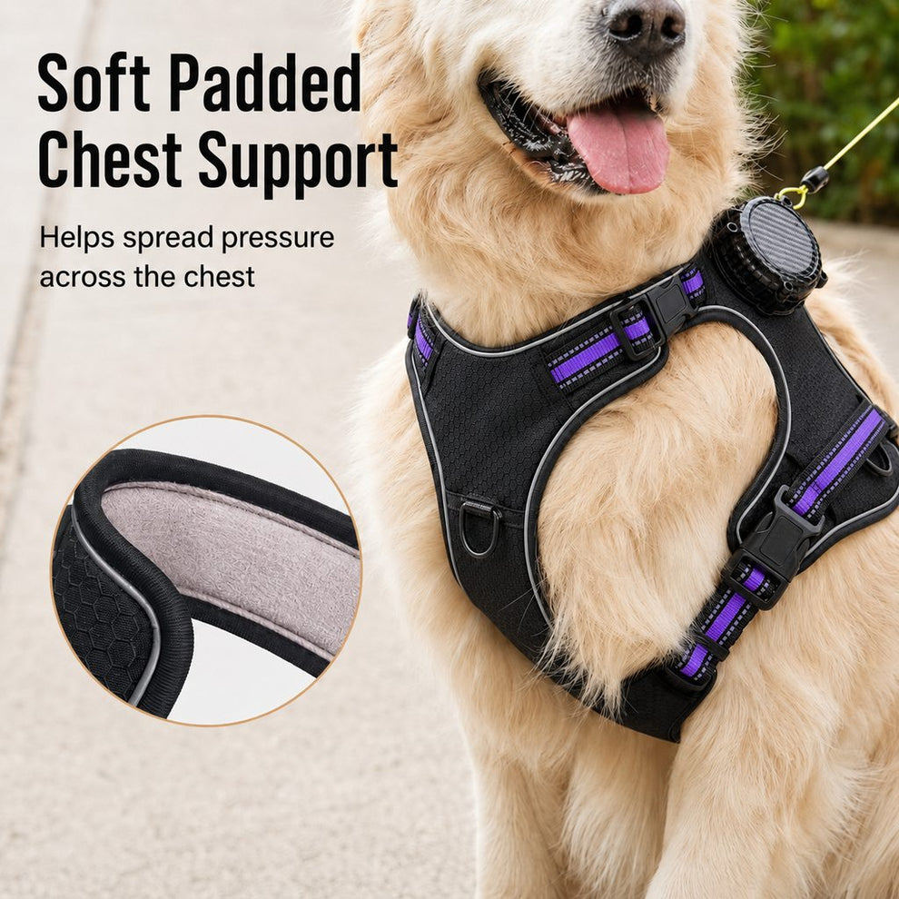 Reflective dog harness with built-in retractable leash update image 9
