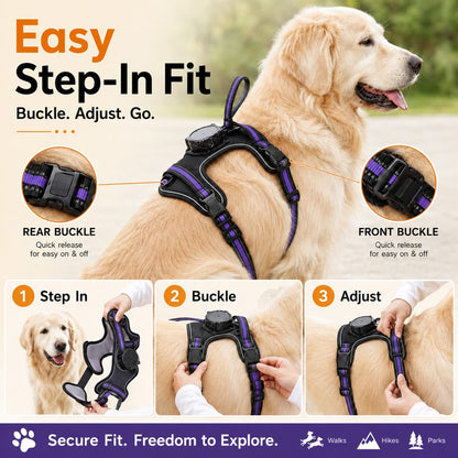 Reflective dog harness with built-in retractable leash update image 10