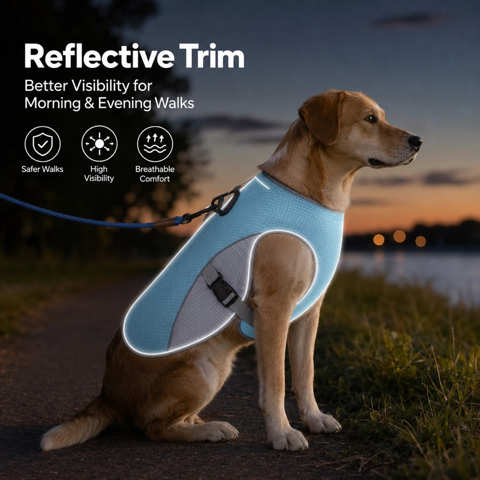 Paws in Awe Dog Cooling Vest for Summer Walks - Wet-to-Cool Lightweight Jacket with Leash Ring for Hot Weather Outdoor Comfort image 6