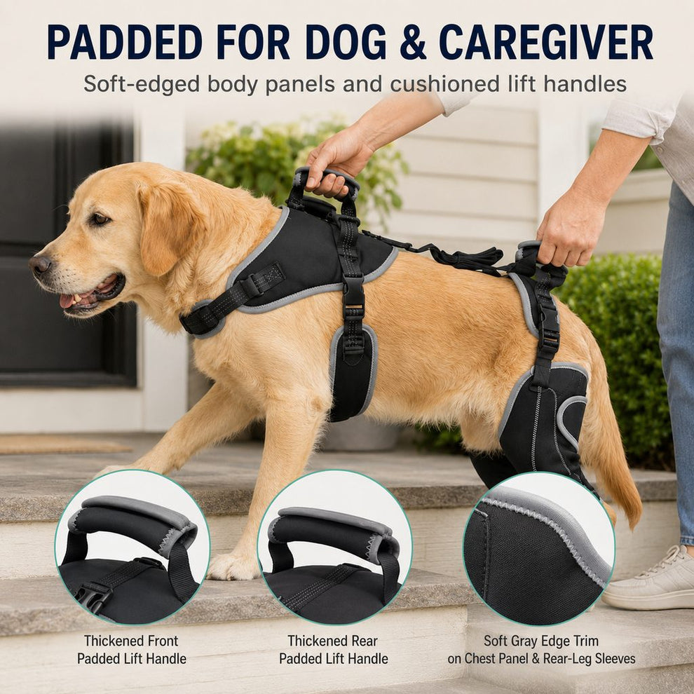 Reflective trim and quick-release buckles dog harness