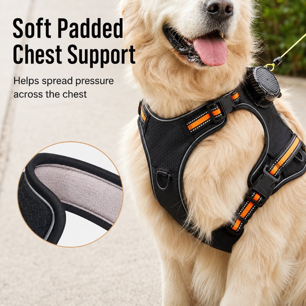 Paws in Awe 2-in-1 Reflective Dog Harness with Built-In Retractable Leash for Daily Walks - Close Control for Pulling Dogs image 7