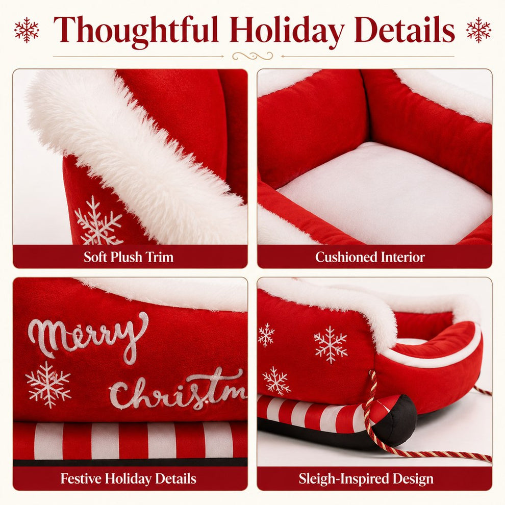 Reindeer Brown Christmas sleigh dog bed