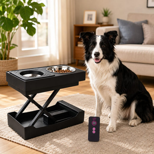 Paws in Awe Remote-Control Adjustable Dog Feeding Station for Home Meals - Helps Reduce Neck Bending, Slow Fast Eating & Keep Floors Cleaner image 1