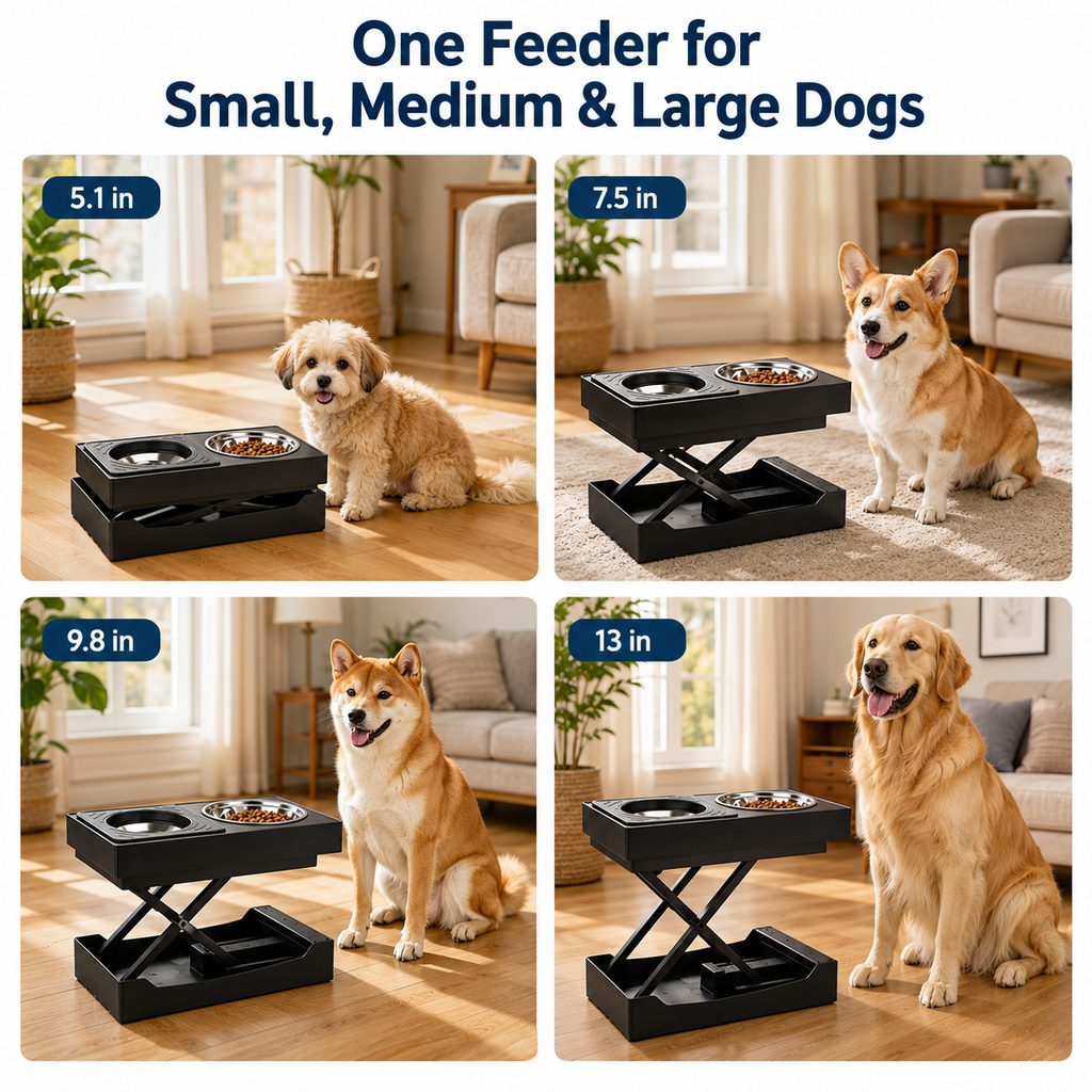 Paws in Awe Remote-Control Adjustable Dog Feeding Station for Home Meals - Helps Reduce Neck Bending, Slow Fast Eating & Keep Floors Cleaner image 2