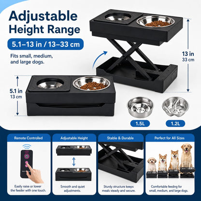 Paws in Awe Remote-Control Adjustable Dog Feeding Station for Home Meals - Helps Reduce Neck Bending, Slow Fast Eating & Keep Floors Cleaner image 6