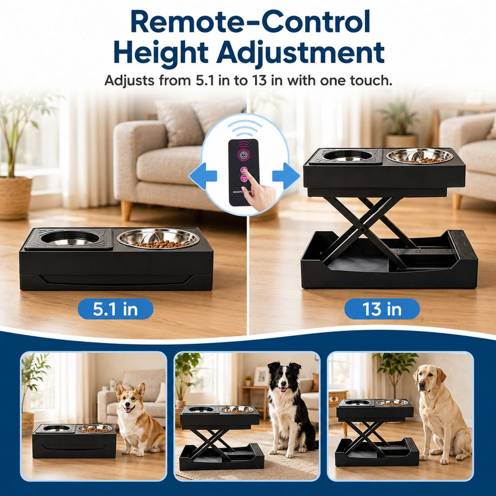Paws in Awe Remote-Control Adjustable Dog Feeding Station for Home Meals - Helps Reduce Neck Bending, Slow Fast Eating & Keep Floors Cleaner image 10