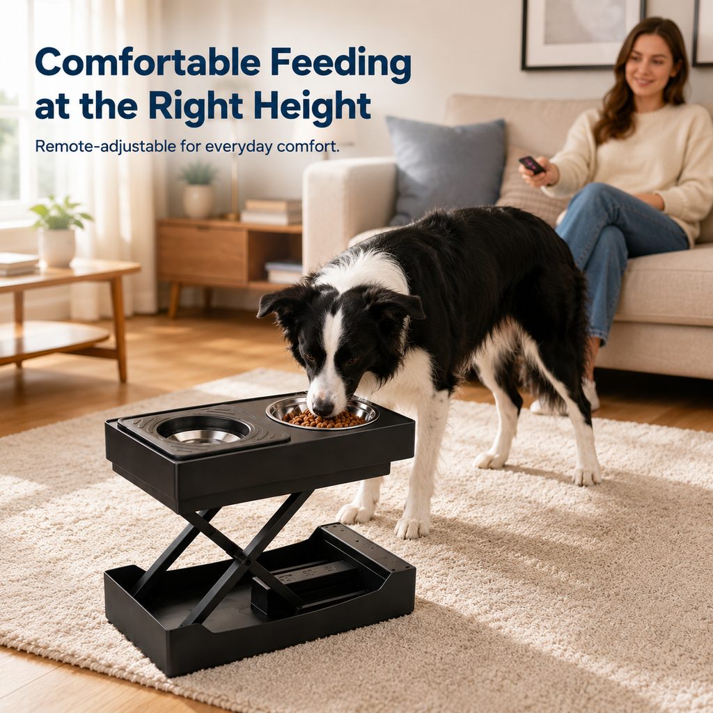 Paws in Awe Remote-Control Adjustable Dog Feeding Station for Home Meals - Helps Reduce Neck Bending, Slow Fast Eating & Keep Floors Cleaner image 4