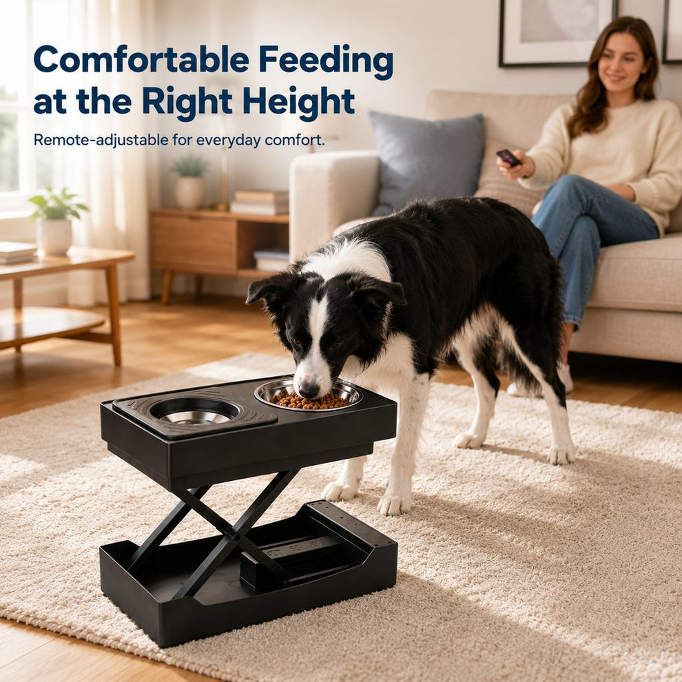 Paws in Awe Remote-Control Adjustable Dog Feeding Station for Home Meals - Helps Reduce Neck Bending, Slow Fast Eating & Keep Floors Cleaner image 4
