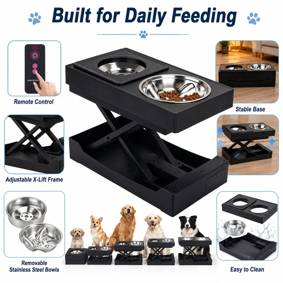 Paws in Awe Remote-Control Adjustable Dog Feeding Station for Home Meals - Helps Reduce Neck Bending, Slow Fast Eating & Keep Floors Cleaner image 9